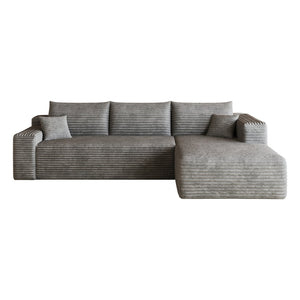 English Elm 103 Inch Cloud Sectional L Shaped Sofa Plush Corduroy Deep Seat Minimalist Lounge W2824P515745