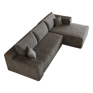 English Elm 103 Inch Cloud Sectional L Shaped Sofa Plush Corduroy Deep Seat Minimalist Lounge W2824P515745