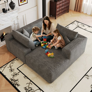 English Elm 103 Inch Cloud Sectional L Shaped Sofa Plush Corduroy Deep Seat Minimalist Lounge W2824P515745
