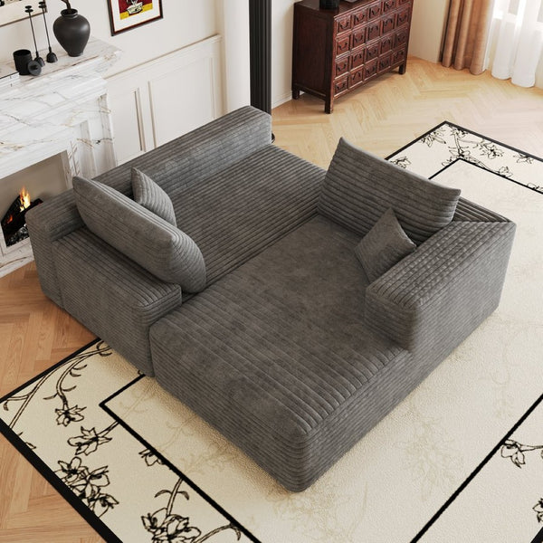 English Elm 103 Inch Cloud Sectional L Shaped Sofa Plush Corduroy Deep Seat Minimalist Lounge W2824P515745