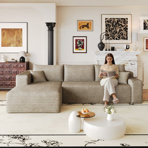 English Elm 103 Inch Cloud Sectional with Plush Corduroy Upholstery Deep Seat Modern Living Room Sofa W2824P515748
