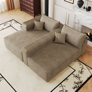 English Elm 103 Inch Cloud Sectional with Plush Corduroy Upholstery Deep Seat Modern Living Room Sofa W2824P515748