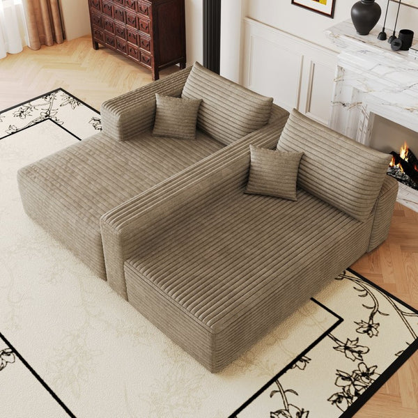 English Elm 103 Inch Cloud Sectional with Plush Corduroy Upholstery Deep Seat Modern Living Room Sofa W2824P515748