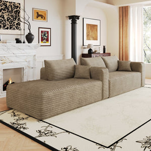 English Elm 103 Inch Cloud Sectional with Plush Corduroy Upholstery Deep Seat Modern Living Room Sofa W2824P515748
