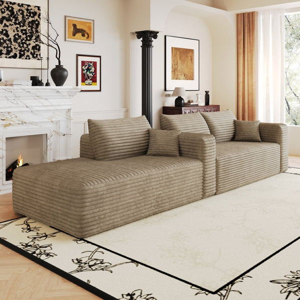 English Elm 103 Inch Cloud Sectional with Plush Corduroy Upholstery Deep Seat Modern Living Room Sofa W2824P515748