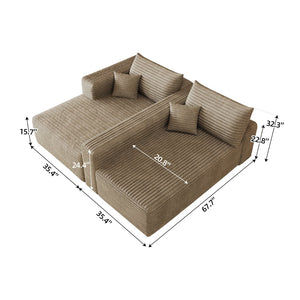 English Elm 103 Inch Cloud Sectional with Plush Corduroy Upholstery Deep Seat Modern Living Room Sofa W2824P515748