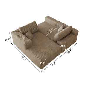English Elm 103 Inch Cloud Sectional with Plush Corduroy Upholstery Deep Seat Modern Living Room Sofa W2824P515748