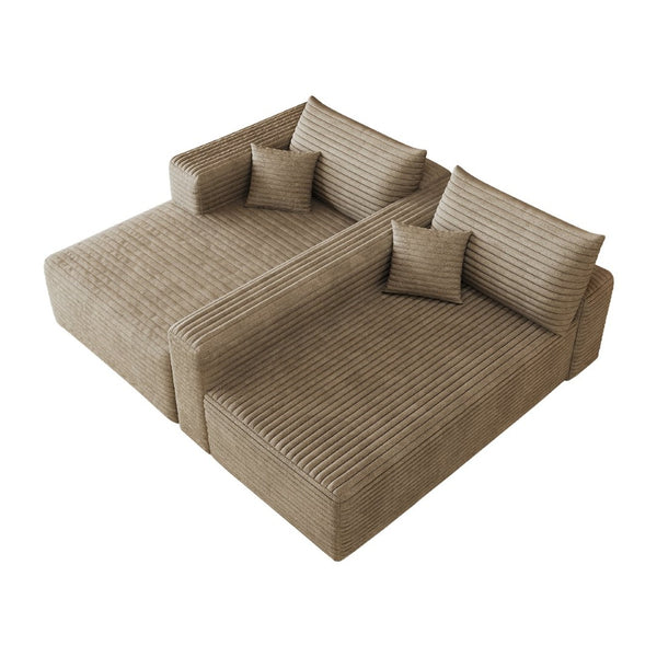English Elm 103 Inch Cloud Sectional with Plush Corduroy Upholstery Deep Seat Modern Living Room Sofa W2824P515748