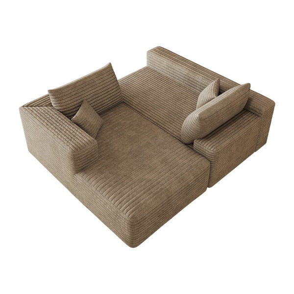 English Elm 103 Inch Cloud Sectional with Plush Corduroy Upholstery Deep Seat Modern Living Room Sofa W2824P515748