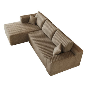 English Elm 103 Inch Cloud Sectional with Plush Corduroy Upholstery Deep Seat Modern Living Room Sofa W2824P515748