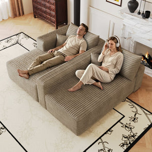 English Elm 103 Inch Cloud Sectional with Plush Corduroy Upholstery Deep Seat Modern Living Room Sofa W2824P515748