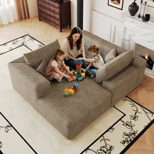 English Elm 103 Inch Cloud Sectional with Plush Corduroy Upholstery Deep Seat Modern Living Room Sofa W2824P515748