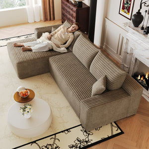 English Elm 103 Inch Cloud Sectional with Plush Corduroy Upholstery Deep Seat Modern Living Room Sofa W2824P515748