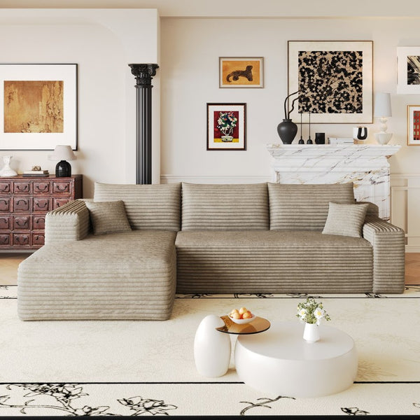 English Elm 103 Inch Cloud Sectional with Plush Corduroy Upholstery Deep Seat Modern Living Room Sofa W2824P515748