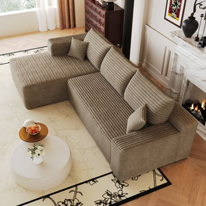 English Elm 103 Inch Cloud Sectional with Plush Corduroy Upholstery Deep Seat Modern Living Room Sofa W2824P515748