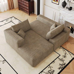 English Elm 103 Inch Cloud Sectional with Plush Corduroy Upholstery Deep Seat Modern Living Room Sofa W2824P515748