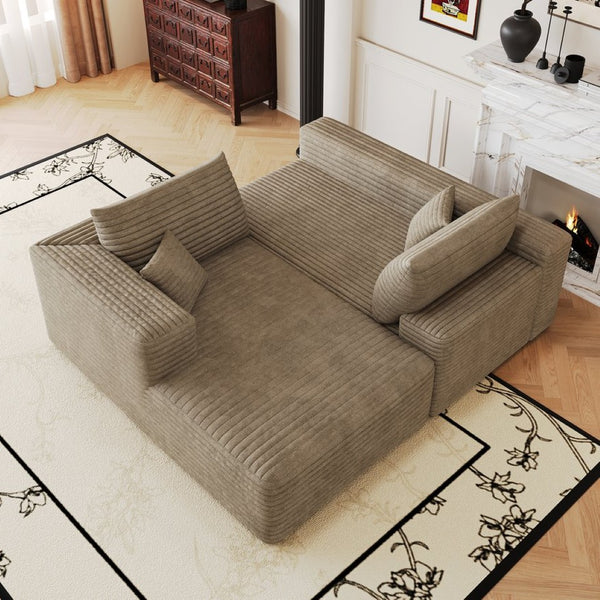 English Elm 103 Inch Cloud Sectional with Plush Corduroy Upholstery Deep Seat Modern Living Room Sofa W2824P515748