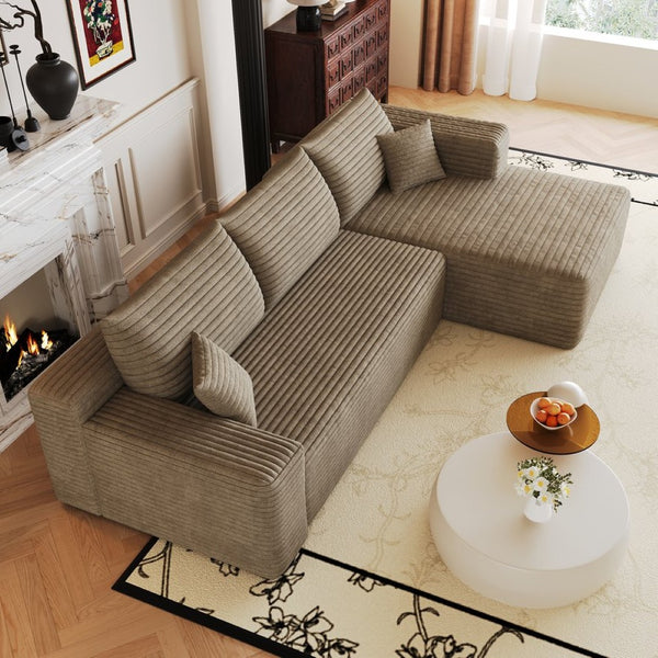 English Elm 103 Inch Cloud Sectional Sofa Plush Corduroy Deep Seat L Shape Living Room Couch W2824P515750