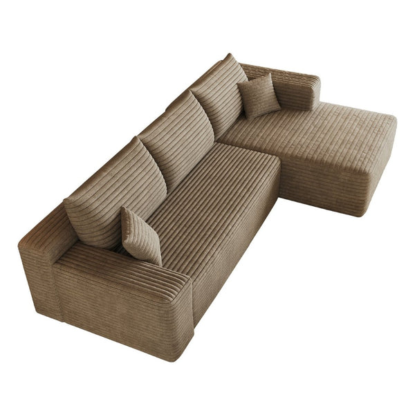 English Elm 103 Inch Cloud Sectional Sofa Plush Corduroy Deep Seat L Shape Living Room Couch W2824P515750