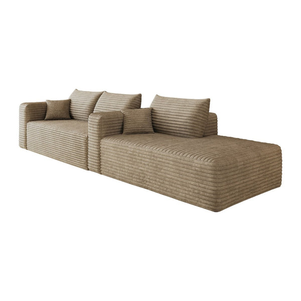 English Elm 103 Inch Cloud Sectional Sofa Plush Corduroy Deep Seat L Shape Living Room Couch W2824P515750