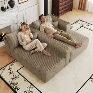 English Elm 103 Inch Cloud Sectional Sofa Plush Corduroy Deep Seat L Shape Living Room Couch W2824P515750