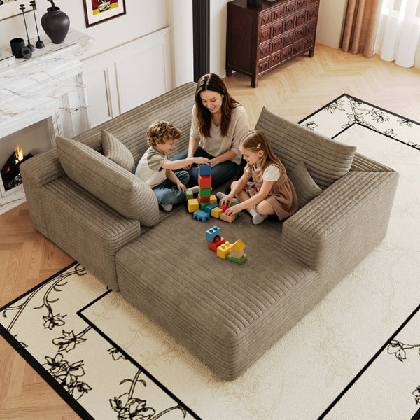 English Elm 103 Inch Cloud Sectional Sofa Plush Corduroy Deep Seat L Shape Living Room Couch W2824P515750