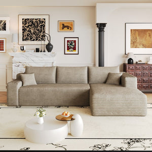 English Elm 103 Inch Cloud Sectional Sofa Plush Corduroy Deep Seat L Shape Living Room Couch W2824P515750