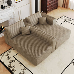 English Elm 103 Inch Cloud Sectional Sofa Plush Corduroy Deep Seat L Shape Living Room Couch W2824P515750