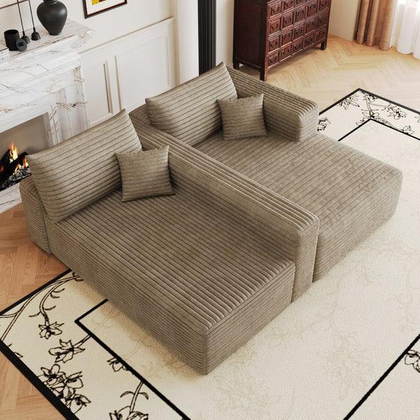 English Elm 103 Inch Cloud Sectional Sofa Plush Corduroy Deep Seat L Shape Living Room Couch W2824P515750