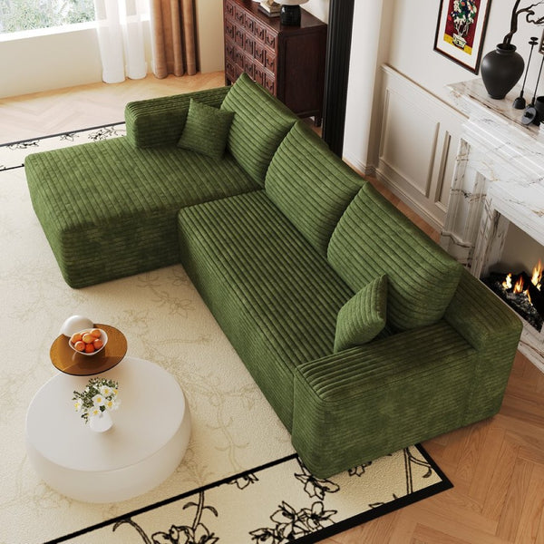 English Elm 103 Inch Cloud Sectional Sofa Plush Corduroy L Shaped Deep Seat Living Room Couch W2824P515753