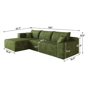 English Elm 103 Inch Cloud Sectional Sofa Plush Corduroy L Shaped Deep Seat Living Room Couch W2824P515753