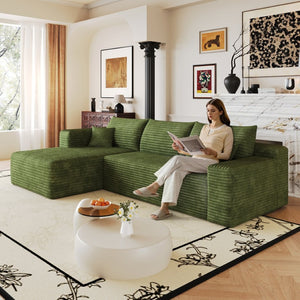 English Elm 103 Inch Cloud Sectional Sofa Plush Corduroy L Shaped Deep Seat Living Room Couch W2824P515753