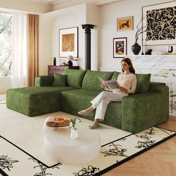 English Elm 103 Inch Cloud Sectional Sofa Plush Corduroy L Shaped Deep Seat Living Room Couch W2824P515753