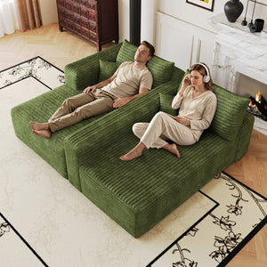 English Elm 103 Inch Cloud Sectional Sofa Plush Corduroy L Shaped Deep Seat Living Room Couch W2824P515753
