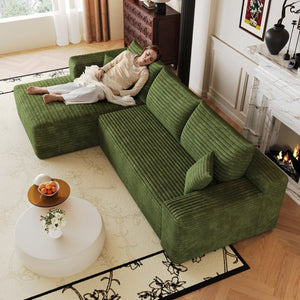 English Elm 103 Inch Cloud Sectional Sofa Plush Corduroy L Shaped Deep Seat Living Room Couch W2824P515753