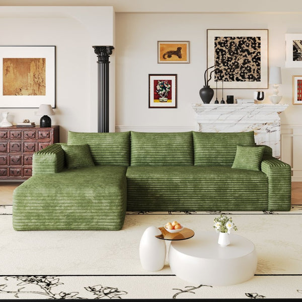 English Elm 103 Inch Cloud Sectional Sofa Plush Corduroy L Shaped Deep Seat Living Room Couch W2824P515753