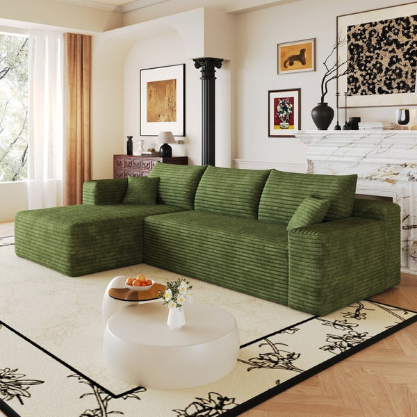 English Elm 103 Inch Cloud Sectional Sofa Plush Corduroy L Shaped Deep Seat Living Room Couch W2824P515753