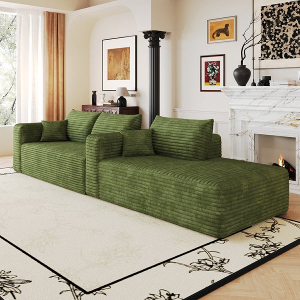 English Elm 103 Inch Cloud Sectional Corduroy L Shaped Sofa Deep Lounge Seating for Living Room W2824P515754
