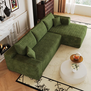 English Elm 103 Inch Cloud Sectional Corduroy L Shaped Sofa Deep Lounge Seating for Living Room W2824P515754