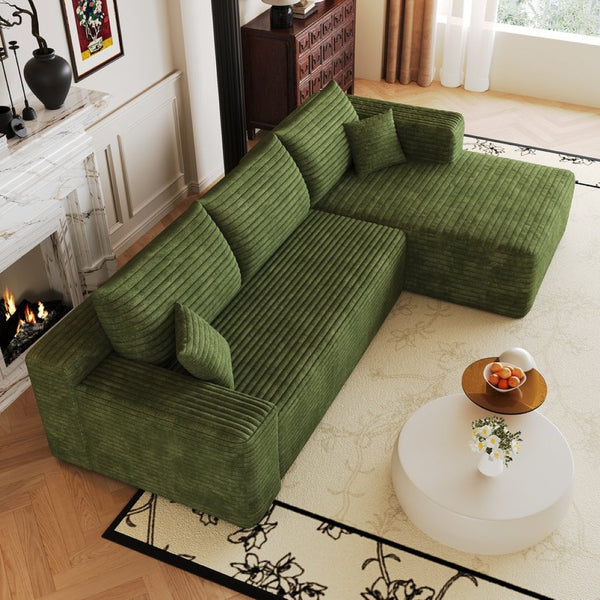 English Elm 103 Inch Cloud Sectional Corduroy L Shaped Sofa Deep Lounge Seating for Living Room W2824P515754
