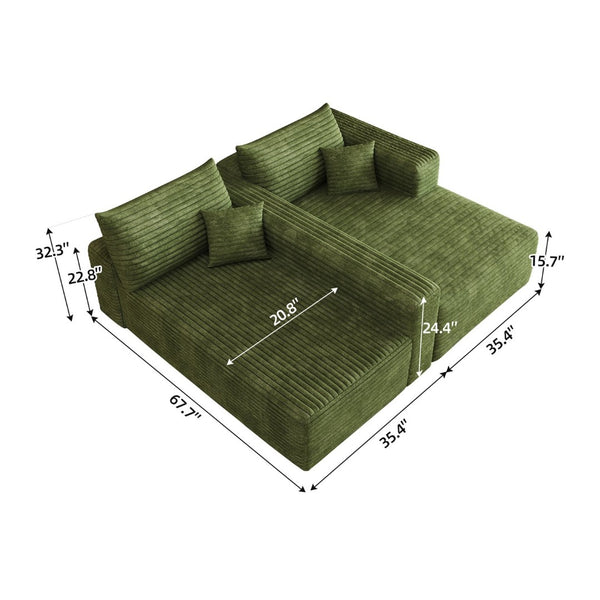 English Elm 103 Inch Cloud Sectional Corduroy L Shaped Sofa Deep Lounge Seating for Living Room W2824P515754