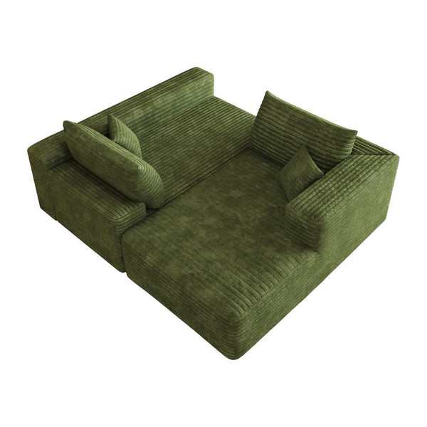 English Elm 103 Inch Cloud Sectional Corduroy L Shaped Sofa Deep Lounge Seating for Living Room W2824P515754