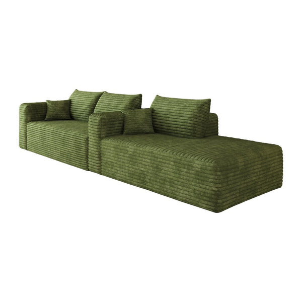 English Elm 103 Inch Cloud Sectional Corduroy L Shaped Sofa Deep Lounge Seating for Living Room W2824P515754