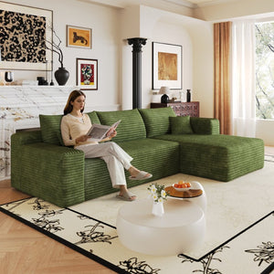 English Elm 103 Inch Cloud Sectional Corduroy L Shaped Sofa Deep Lounge Seating for Living Room W2824P515754
