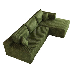 English Elm 103 Inch Cloud Sectional Corduroy L Shaped Sofa Deep Lounge Seating for Living Room W2824P515754
