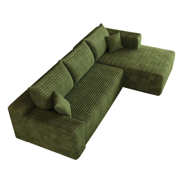 English Elm 103 Inch Cloud Sectional Corduroy L Shaped Sofa Deep Lounge Seating for Living Room W2824P515754