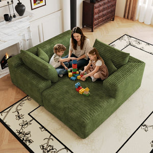 English Elm 103 Inch Cloud Sectional Corduroy L Shaped Sofa Deep Lounge Seating for Living Room W2824P515754