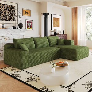 English Elm 103 Inch Cloud Sectional Corduroy L Shaped Sofa Deep Lounge Seating for Living Room W2824P515754