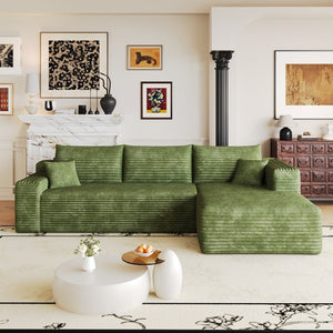English Elm 103 Inch Cloud Sectional Corduroy L Shaped Sofa Deep Lounge Seating for Living Room W2824P515754