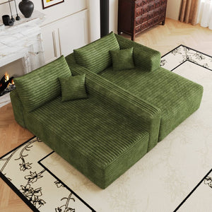 English Elm 103 Inch Cloud Sectional Corduroy L Shaped Sofa Deep Lounge Seating for Living Room W2824P515754